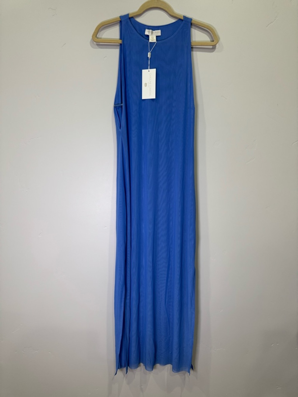 Caroline Constas Sleeveless Blue Maxi Coverup Dress